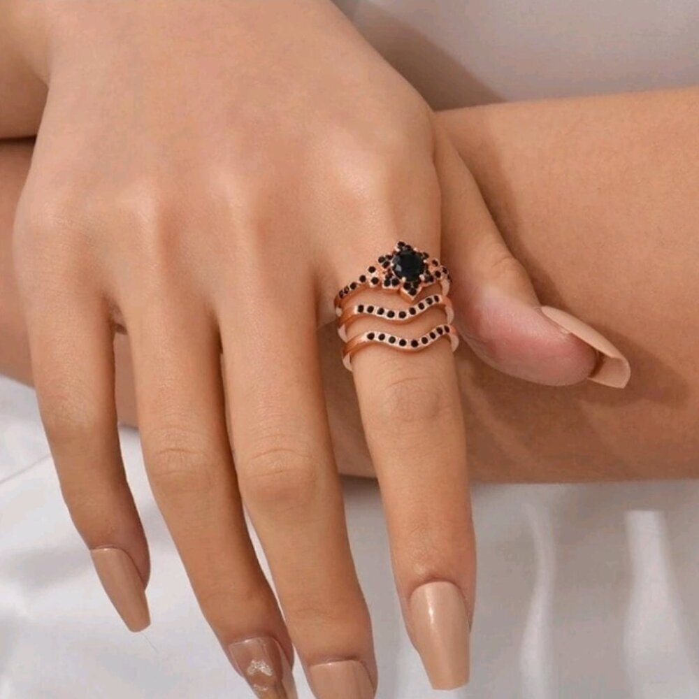 3 Pcs/ Set Rhinestone Decor Ring - Picture 4 of 7